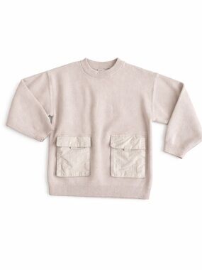 Zara Kids Crewneck Pocket Sweater in Light Pink
